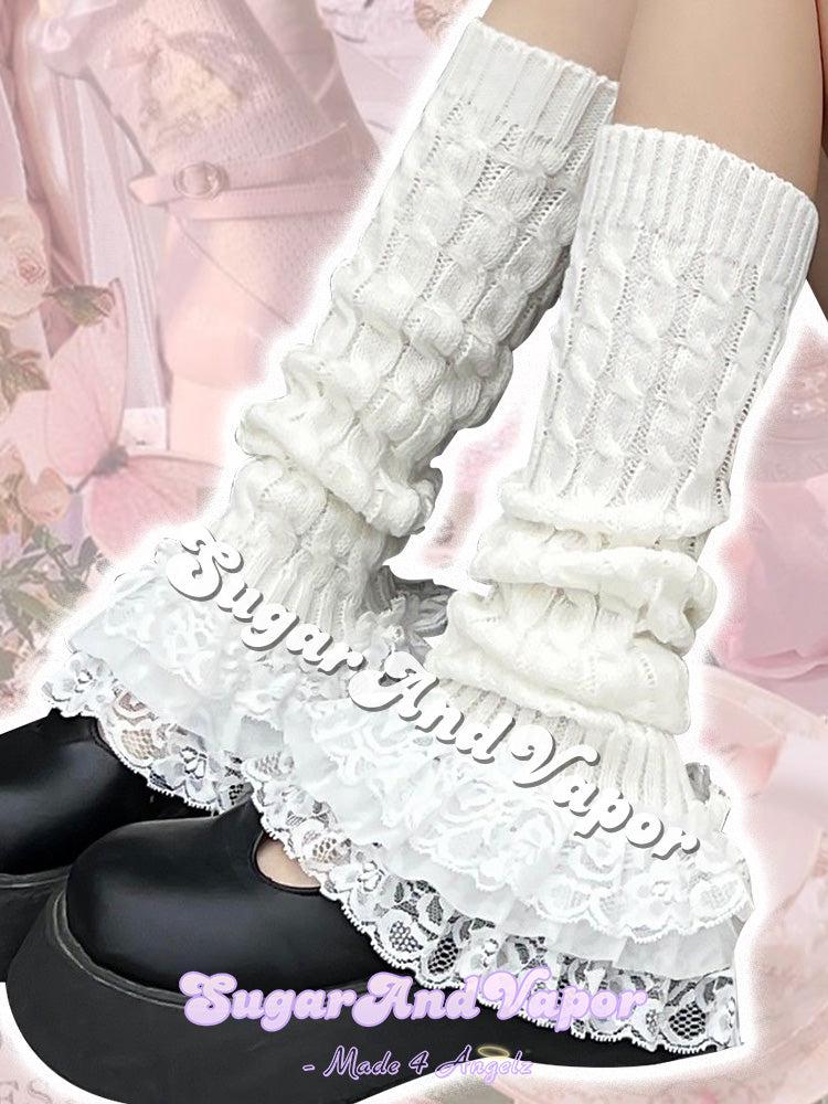 Taylah Layered-Lace Knit Leg Warmers-SOCKS & TIGHTS-SugarAndVapor