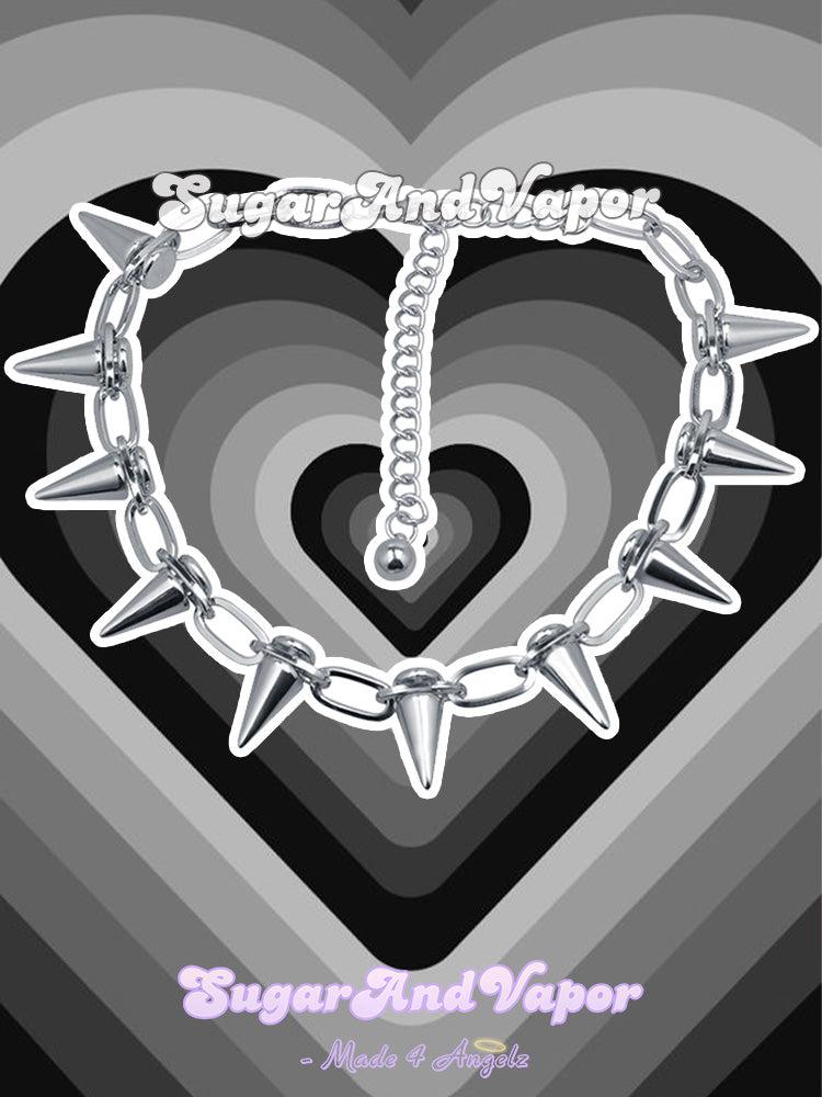 VIVI Punk Rivets Chain Choker-NECKLACES-SugarAndVapor