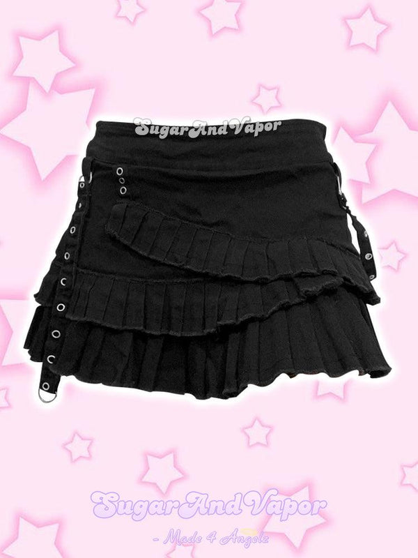 Vesta Dark Layered Denim Mini Skirt-Skirts-SugarAndVapor