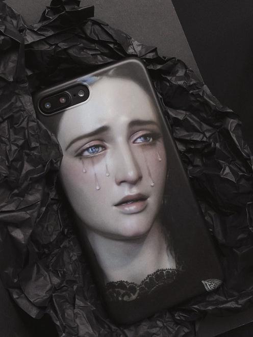 Weeping Mary Artsy Black iPhone Case-Phone Case-SugarAndVapor