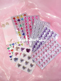 Y2K Bling Heart Shapes Face Gems Decorated Jewels-Face Jewels-SugarAndVapor
