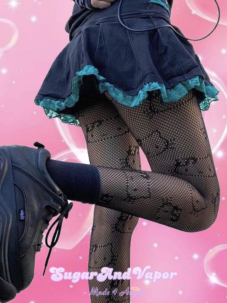 Y2K Cute Cat Fishnet Tights-SOCKS & TIGHTS-SugarAndVapor