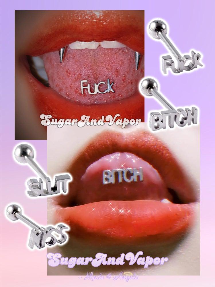 Y2K Letters Barbell Tongue Ring-Tongue Ring-SugarAndVapor